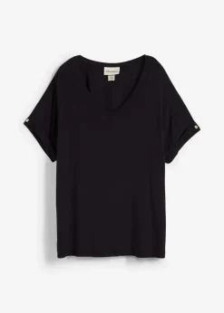 bonprix Nachhaltigere Materialien|Shirts & Tops^Shirt aus fließendem Viskose-Mix schwarz