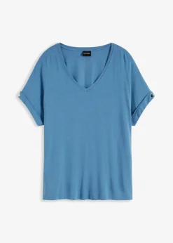 bonprix Shirts & Tops|Nachhaltigere Materialien^Shirt aus fließendem Viskose-Mix matt blau