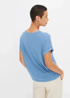 bonprix Shirts & Tops|Nachhaltigere Materialien^Shirt aus fließendem Viskose-Mix matt blau