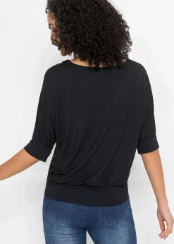 bonprix Nachhaltigere Materialien|Shirts & Tops^Shirt aus fließendem Viskose-Mix schwarz