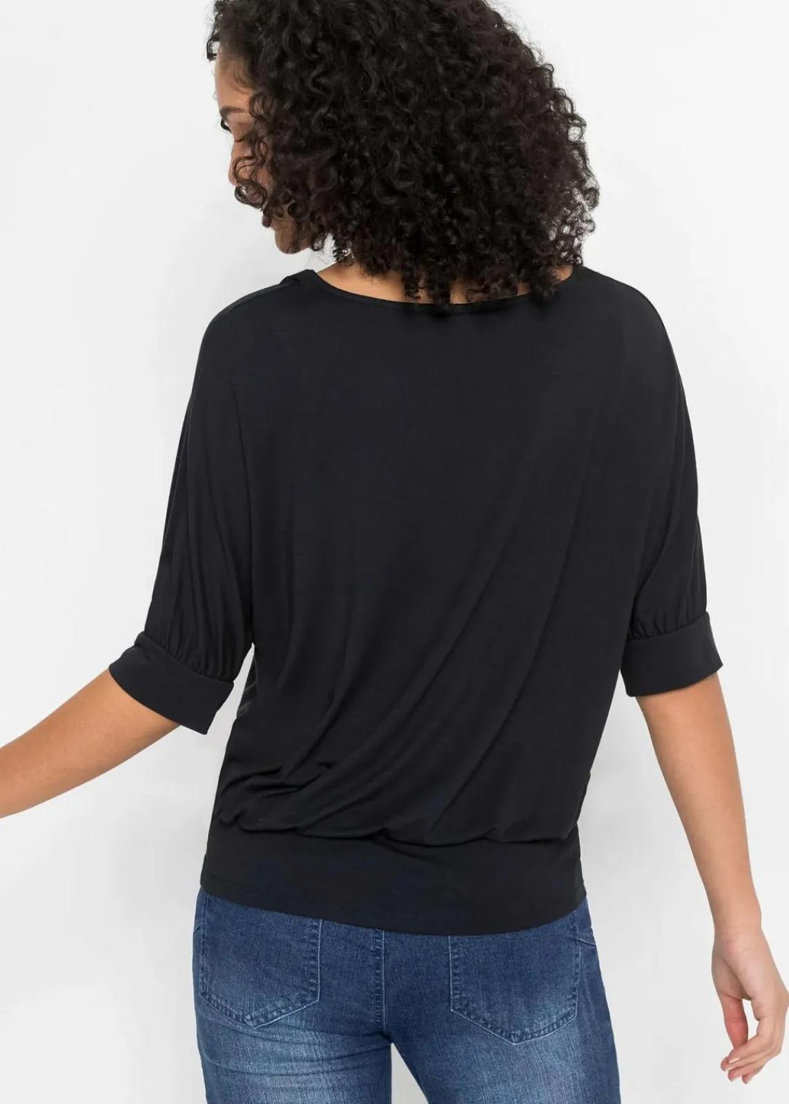 bonprix Nachhaltigere Materialien|Shirts & Tops^Shirt aus fließendem Viskose-Mix schwarz