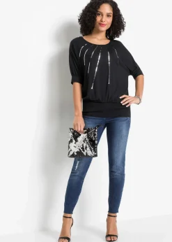 bonprix Nachhaltigere Materialien|Shirts & Tops^Shirt aus fließendem Viskose-Mix schwarz