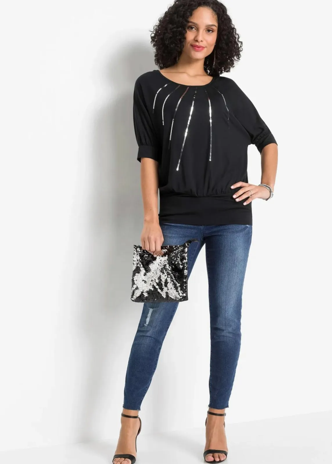 bonprix Nachhaltigere Materialien|Shirts & Tops^Shirt aus fließendem Viskose-Mix schwarz