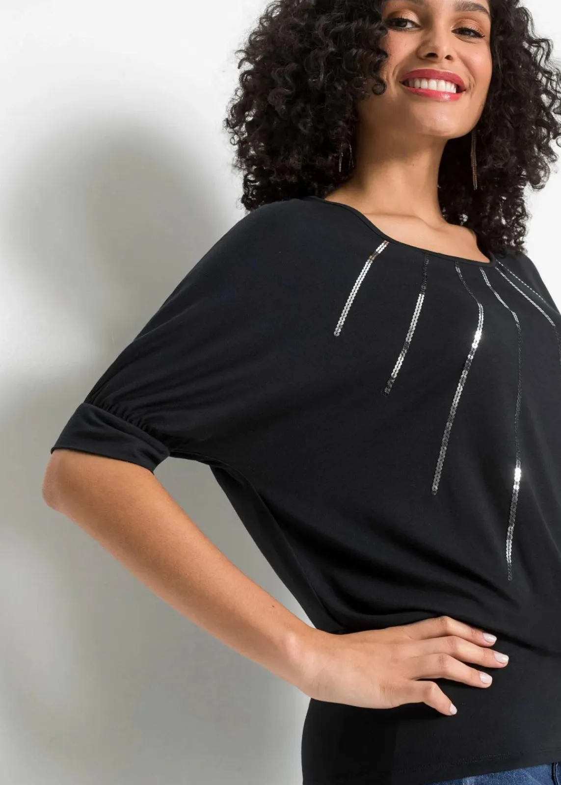 bonprix Nachhaltigere Materialien|Shirts & Tops^Shirt aus fließendem Viskose-Mix schwarz