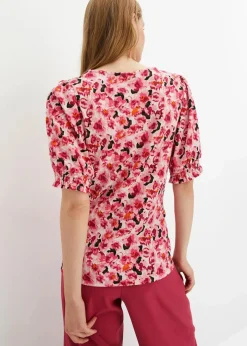 bonprix Shirts & Tops|Nachhaltigere Materialien^Shirt aus leichtem Crêpe kristallrosa geblümt