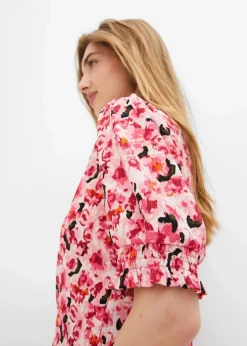 bonprix Shirts & Tops|Nachhaltigere Materialien^Shirt aus leichtem Crêpe kristallrosa geblümt