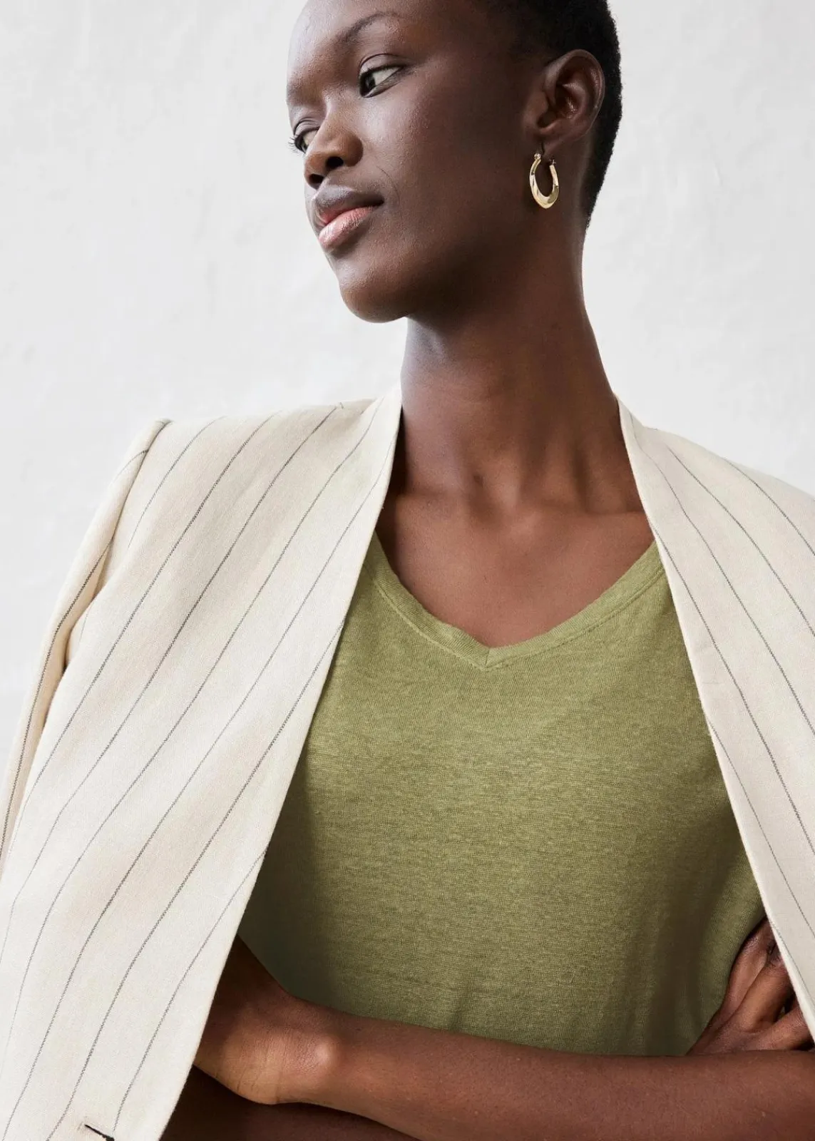 bonprix Premium|Shirts & Tops^Shirt aus reinem Leinen oliv