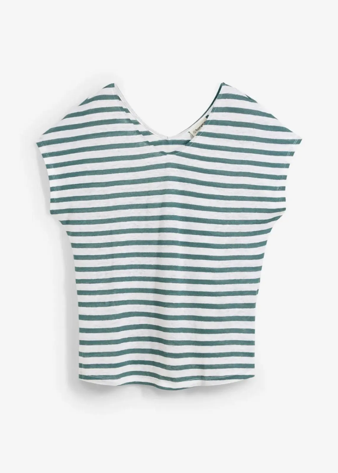 bonprix Shirts & Tops|Premium^Shirt aus reinem Leinen mit Fledermausärmeln pfeffergrün/weiß gestreift