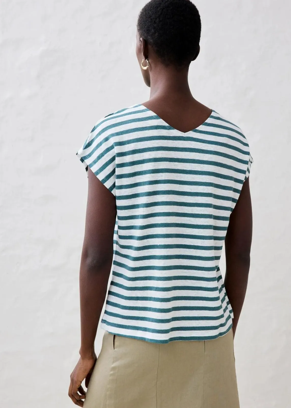 bonprix Shirts & Tops|Premium^Shirt aus reinem Leinen mit Fledermausärmeln pfeffergrün/weiß gestreift