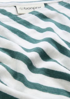 bonprix Shirts & Tops|Premium^Shirt aus reinem Leinen mit Fledermausärmeln pfeffergrün/weiß gestreift