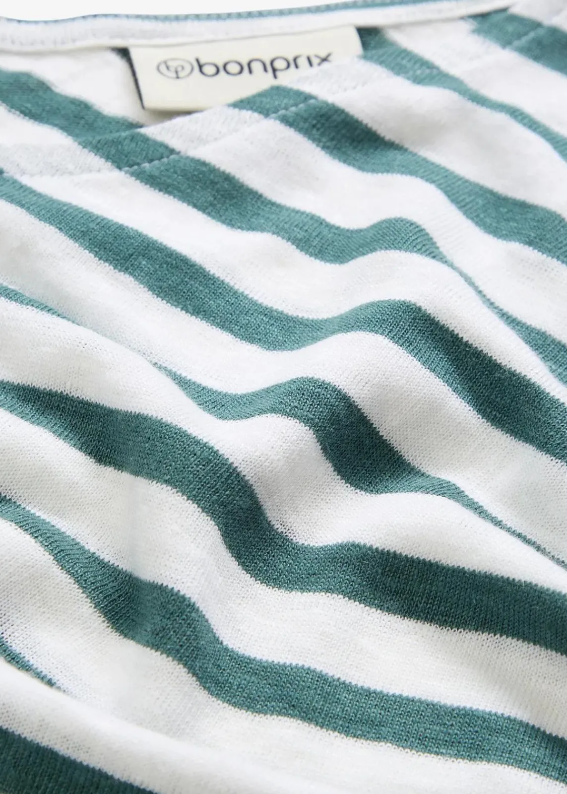 bonprix Shirts & Tops|Premium^Shirt aus reinem Leinen mit Fledermausärmeln pfeffergrün/weiß gestreift