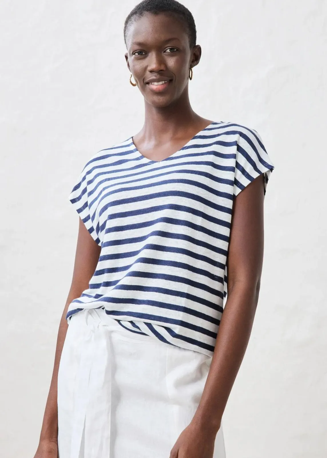 bonprix Shirts & Tops|Premium^Shirt aus reinem Leinen mit Fledermausärmeln dunkelblau/weiß gestreift