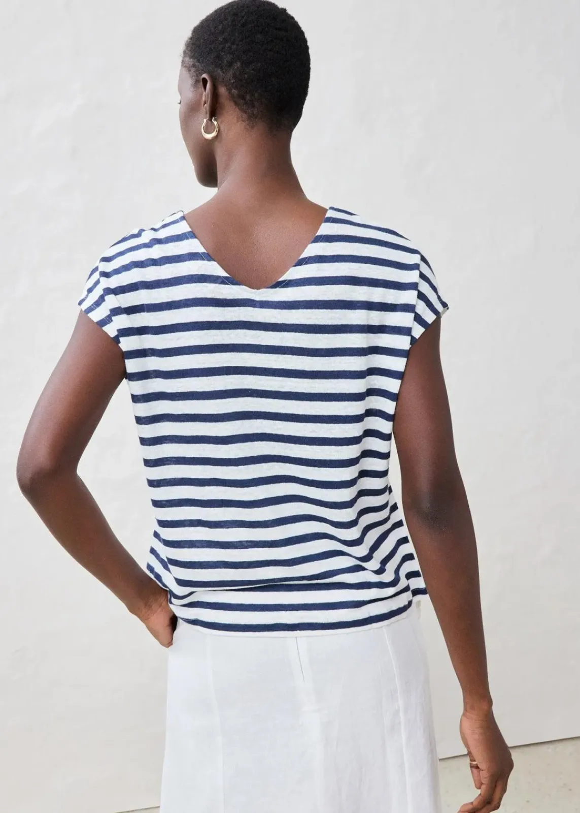 bonprix Shirts & Tops|Premium^Shirt aus reinem Leinen mit Fledermausärmeln dunkelblau/weiß gestreift