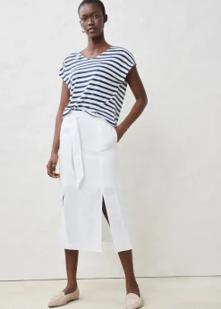 bonprix Shirts & Tops|Premium^Shirt aus reinem Leinen mit Fledermausärmeln dunkelblau/weiß gestreift