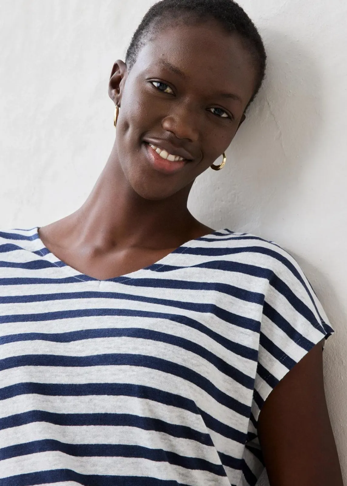 bonprix Shirts & Tops|Premium^Shirt aus reinem Leinen mit Fledermausärmeln dunkelblau/weiß gestreift