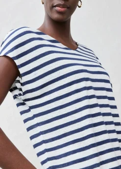bonprix Shirts & Tops|Premium^Shirt aus reinem Leinen mit Fledermausärmeln dunkelblau/weiß gestreift