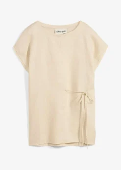 bonprix Premium|Shirts & Tops^Shirt aus reinem Leinen mit Webbesatz hellsand