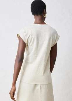 bonprix Premium|Shirts & Tops^Shirt aus reinem Leinen mit Webbesatz hellsand