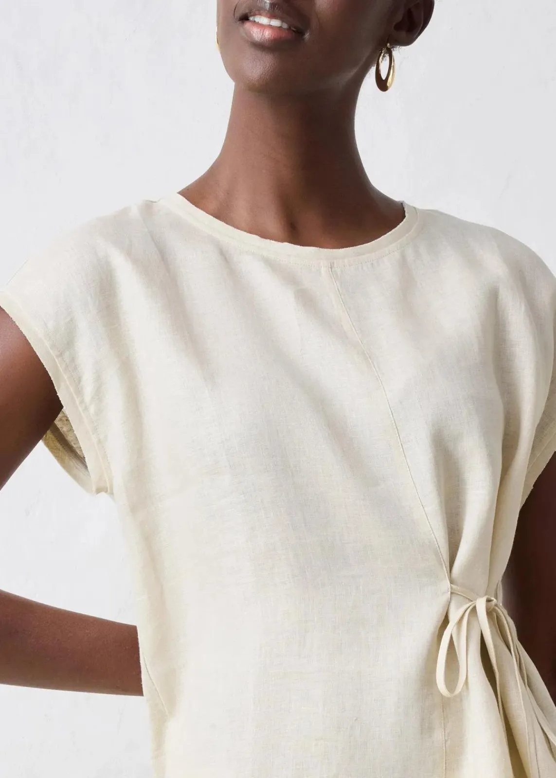 bonprix Premium|Shirts & Tops^Shirt aus reinem Leinen mit Webbesatz hellsand