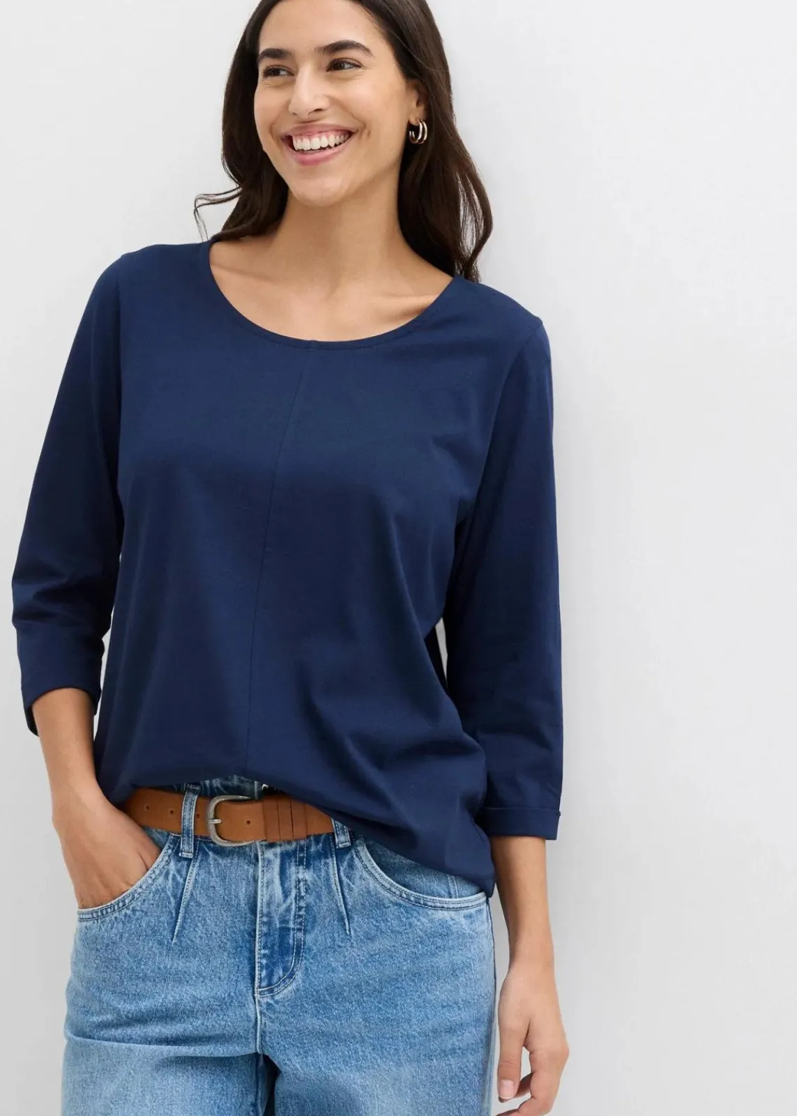 bonprix Nachhaltigere Materialien|Shirts & Tops^Shirt aus reiner Baumwolle dunkelblau