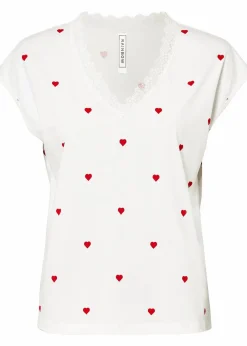 bonprix Shirts & Tops^Shirt aus reiner Baumwolle wollweiß bedruckt
