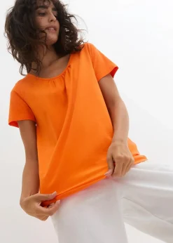 bonprix Shirts & Tops^Shirt aus reiner Baumwolle, Kurzarm warmorange