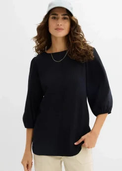 bonprix Nachhaltigere Materialien|Shirts & Tops^Shirt aus reiner Baumwolle schwarz