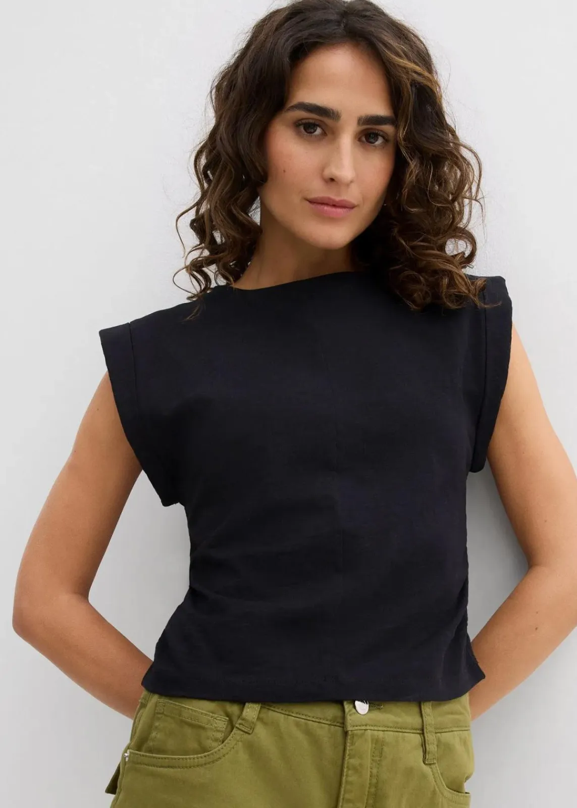 bonprix Shirts & Tops^Shirt aus reiner Baumwolle schwarz