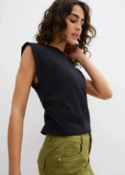 bonprix Shirts & Tops^Shirt aus reiner Baumwolle schwarz
