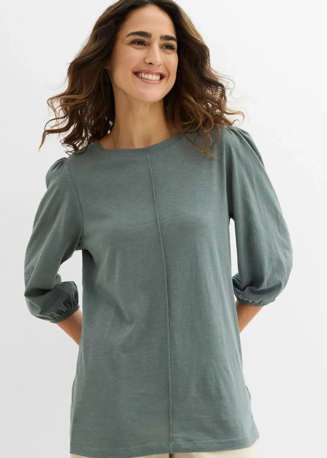 bonprix Shirts & Tops|Nachhaltigere Materialien^Shirt aus reiner Baumwolle eukalyptusgrün