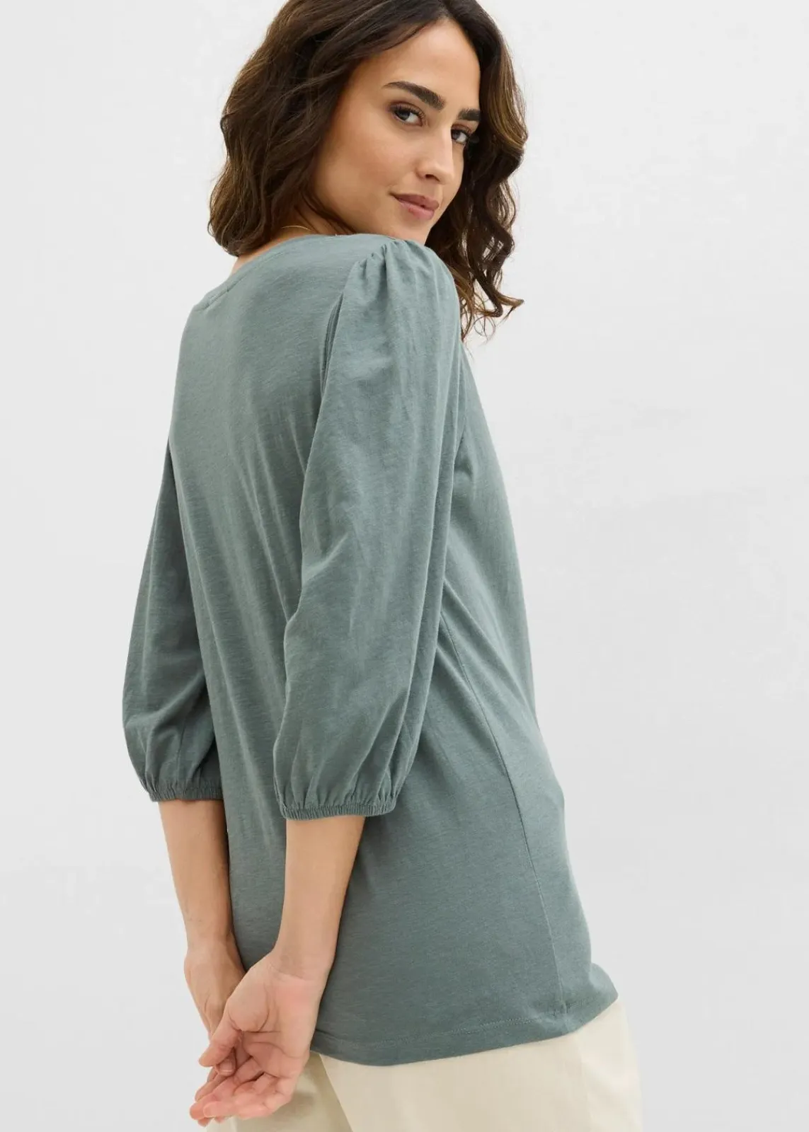 bonprix Shirts & Tops|Nachhaltigere Materialien^Shirt aus reiner Baumwolle eukalyptusgrün