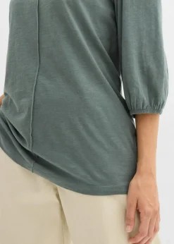 bonprix Shirts & Tops|Nachhaltigere Materialien^Shirt aus reiner Baumwolle eukalyptusgrün