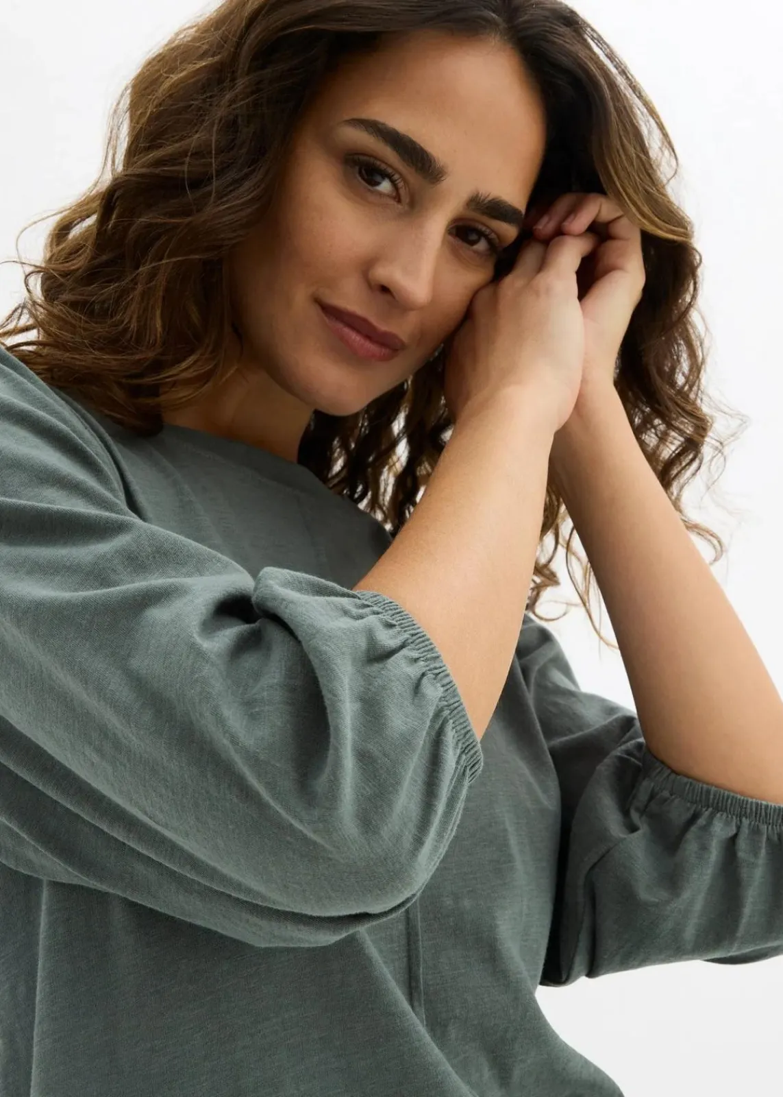 bonprix Shirts & Tops|Nachhaltigere Materialien^Shirt aus reiner Baumwolle eukalyptusgrün