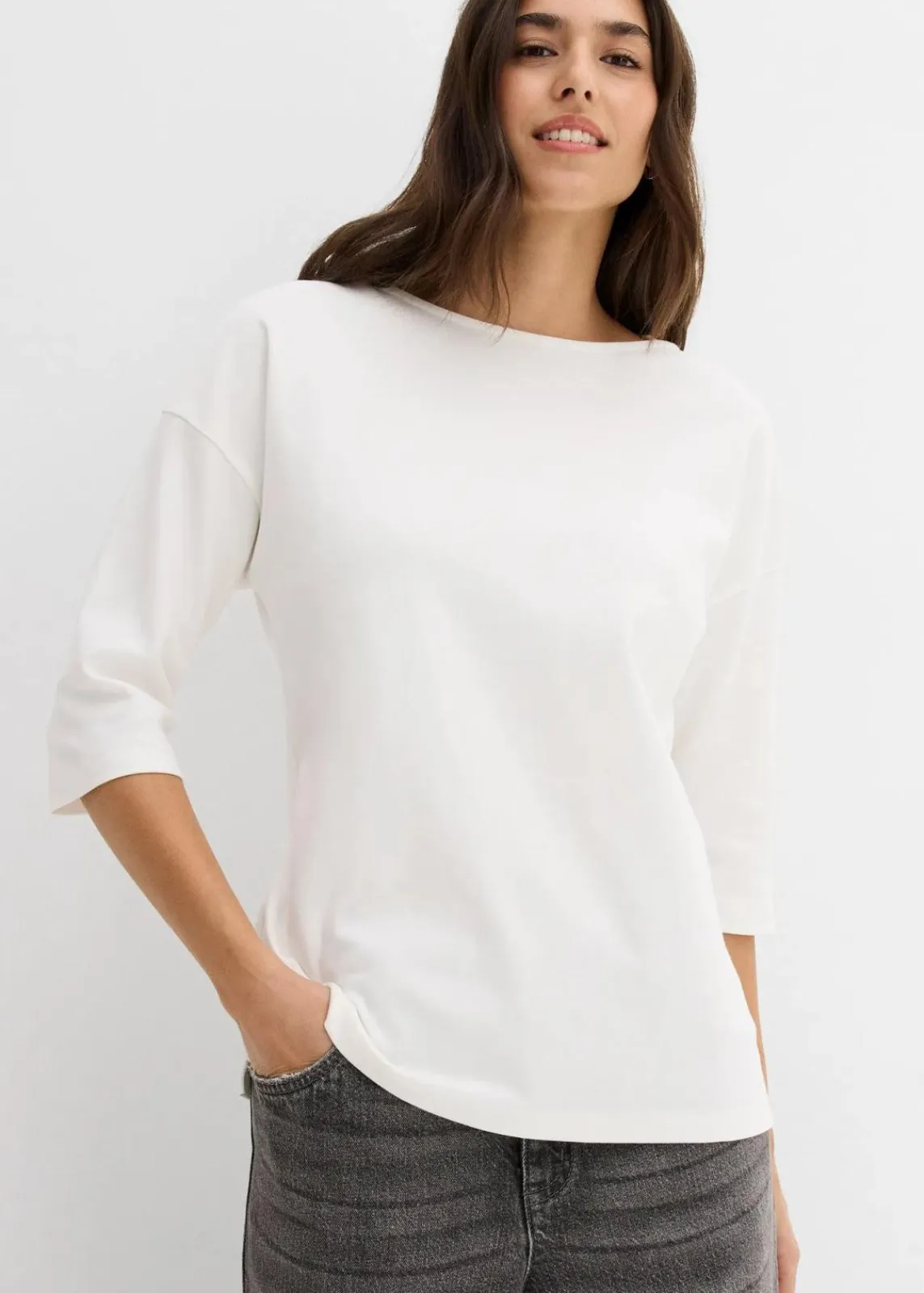 bonprix Shirts & Tops|Nachhaltigere Materialien^Shirt aus reiner Baumwolle wollweiß
