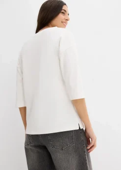 bonprix Shirts & Tops|Nachhaltigere Materialien^Shirt aus reiner Baumwolle wollweiß