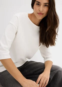bonprix Shirts & Tops|Nachhaltigere Materialien^Shirt aus reiner Baumwolle wollweiß