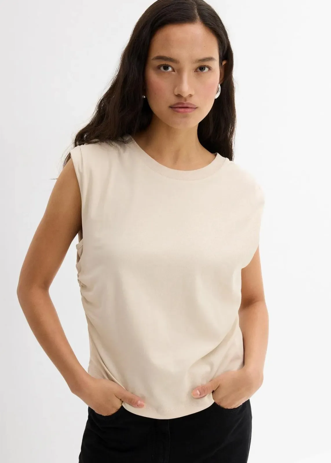 bonprix Shirts & Tops^Shirt aus reiner Baumwolle kieselbeige