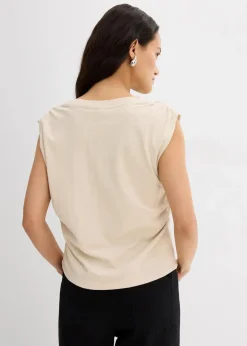bonprix Shirts & Tops^Shirt aus reiner Baumwolle kieselbeige