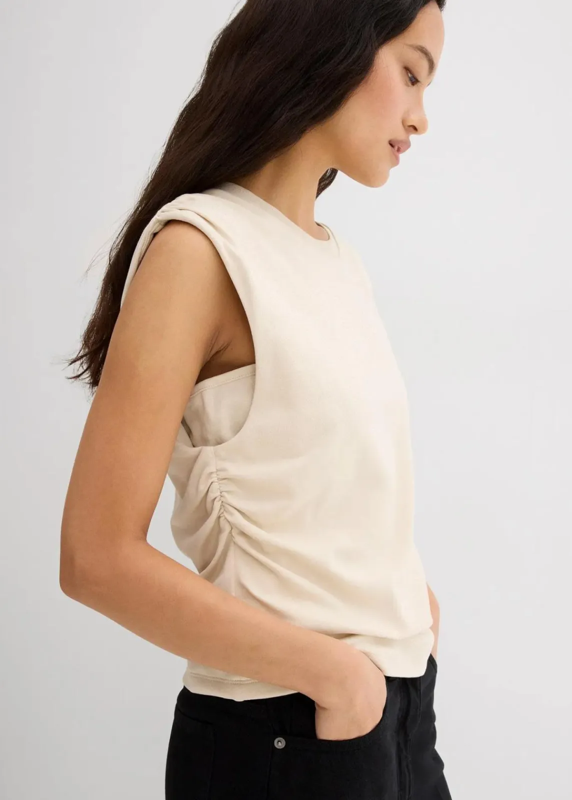 bonprix Shirts & Tops^Shirt aus reiner Baumwolle kieselbeige