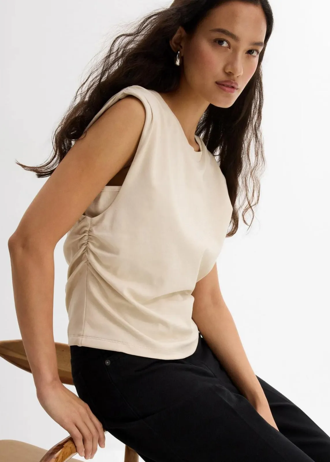 bonprix Shirts & Tops^Shirt aus reiner Baumwolle kieselbeige