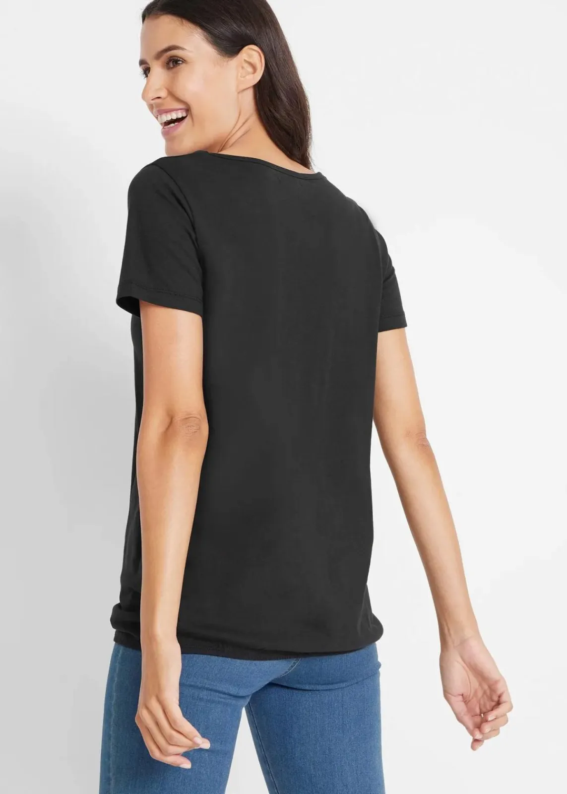 bonprix Shirts & Tops^Shirt aus reiner Baumwolle, Kurzarm schwarz