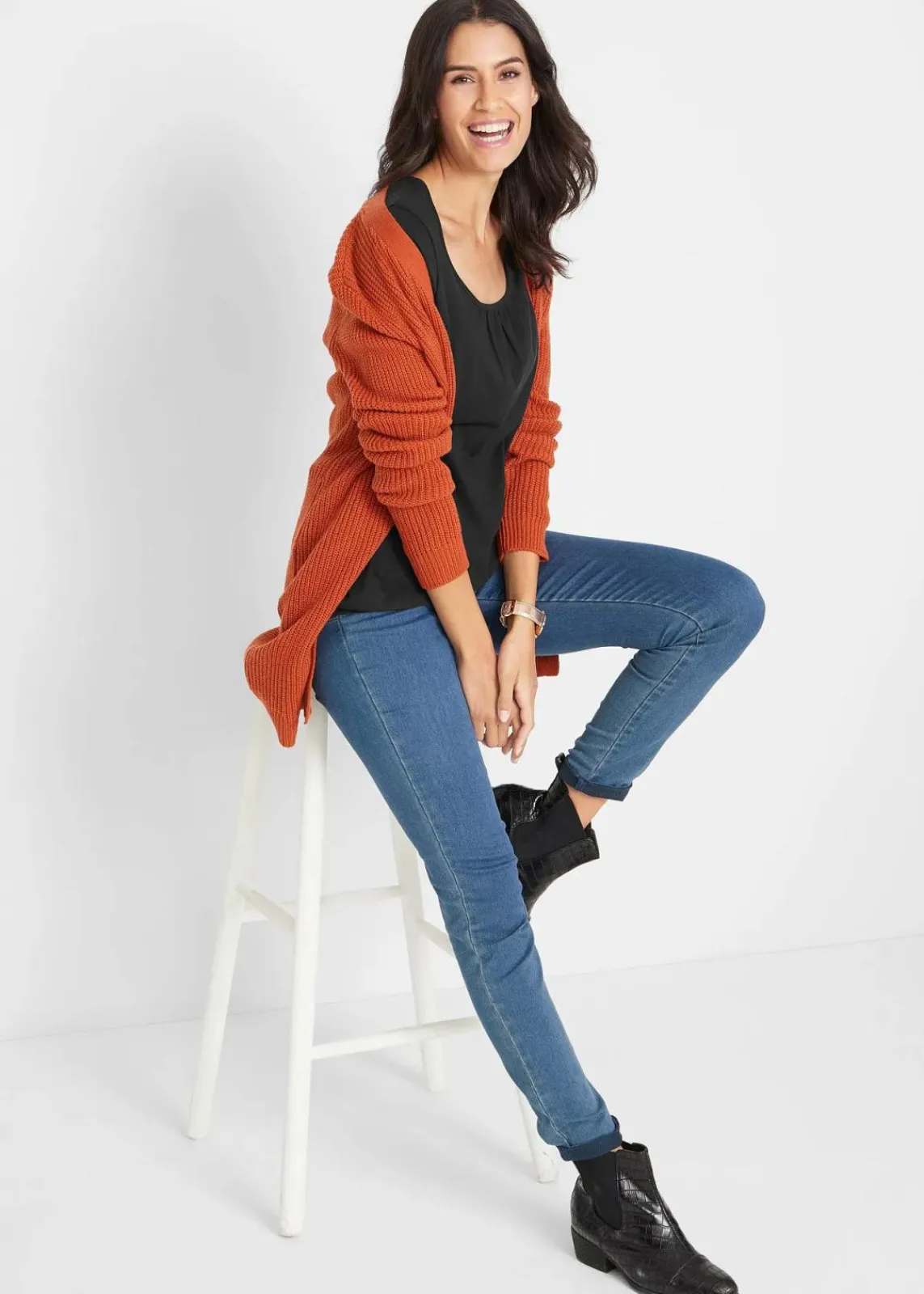 bonprix Shirts & Tops^Shirt aus reiner Baumwolle, Kurzarm schwarz