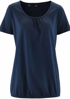 bonprix Shirts & Tops^Shirt aus reiner Baumwolle, Kurzarm dunkelblau