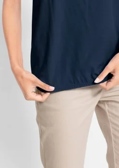 bonprix Shirts & Tops^Shirt aus reiner Baumwolle, Kurzarm dunkelblau