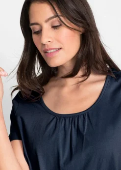bonprix Shirts & Tops^Shirt aus reiner Baumwolle, Kurzarm dunkelblau