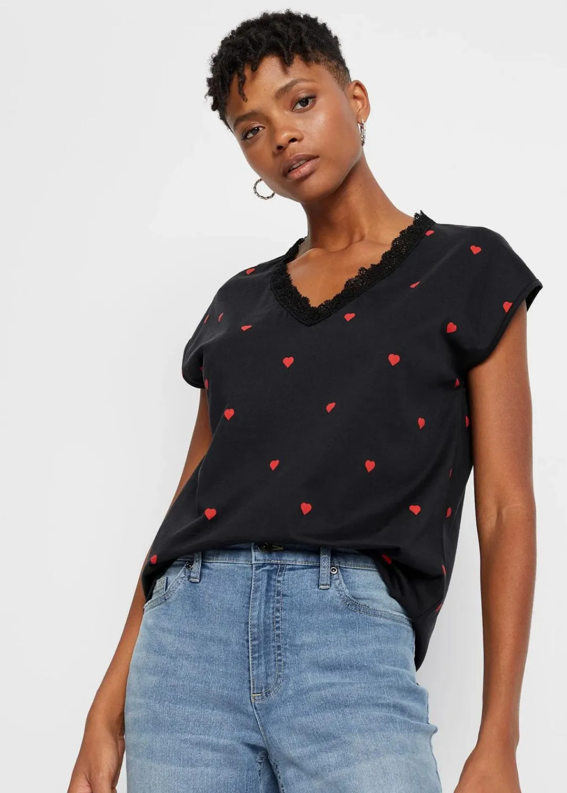 bonprix Shirts & Tops^Shirt aus reiner Baumwolle schwarz bedruckt