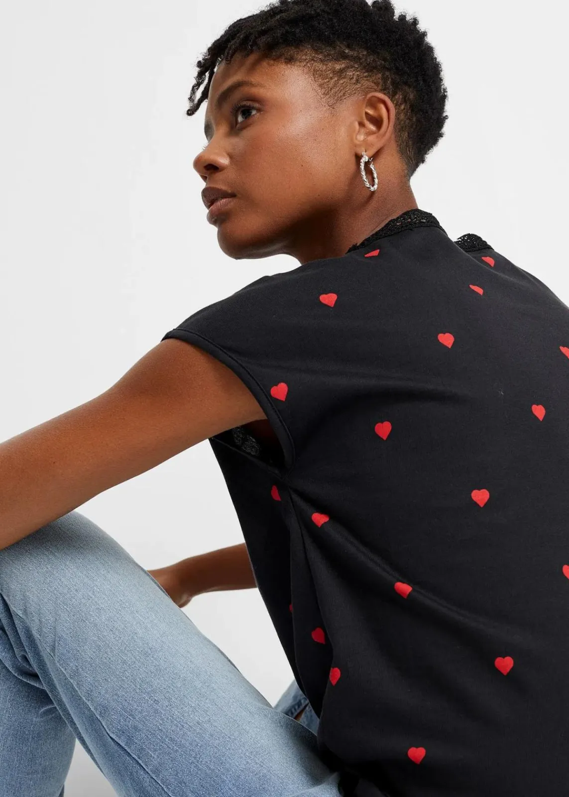 bonprix Shirts & Tops^Shirt aus reiner Baumwolle schwarz bedruckt