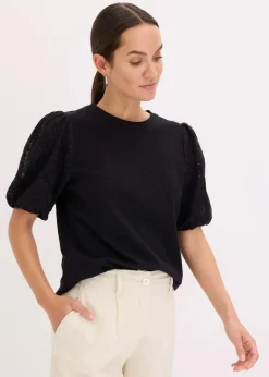 bonprix Shirts & Tops^Shirt aus reiner Baumwolle schwarz