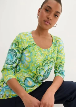 bonprix Shirts & Tops|Nachhaltigere Materialien^Shirt aus reiner Bio-Baumwolle wiesengrün geblümt