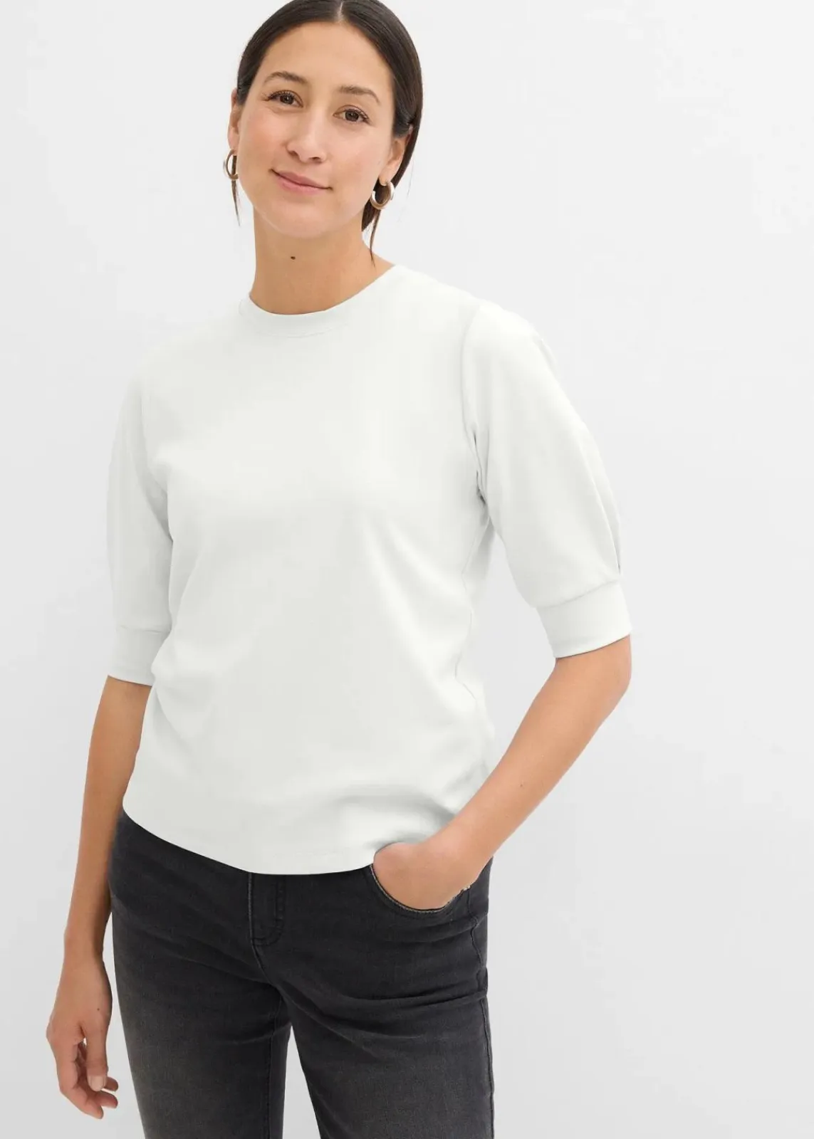bonprix Shirts & Tops|Nachhaltigere Materialien^Shirt aus reiner Bio-Baumwolle wollweiß